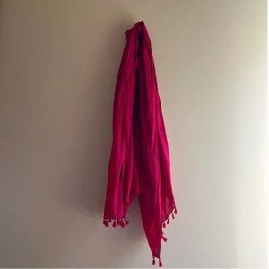 Hot Pink Rani Pink Tassel Dupatta Shawl Scarf Indian Wedding Festival sarong